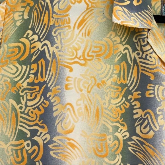 Pineapple Connection Orange/Yellow/Grey Hawaiian Tribal Shirt L - Picture 3 of 11